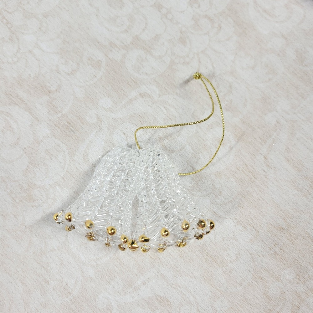 Clear Spun Glass Christmas Bells / Wedding Bells Ornament